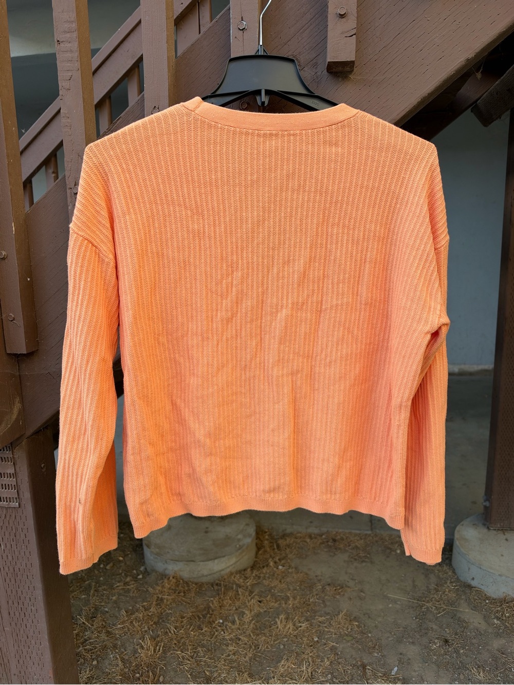 Talbots Peach Ribbed V-Neck Button Cardigan - Picture 5 of 7